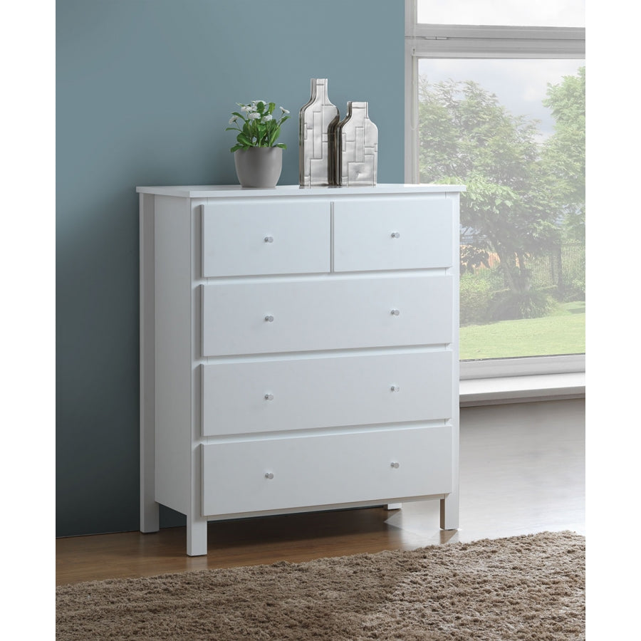 EMPRESS DOUBLE OR QUEEN  4 PIECE HARDWOOD / MDF TALLBOY  BEDROOM SUITE (2-18-15-4-9-5) - WHITE