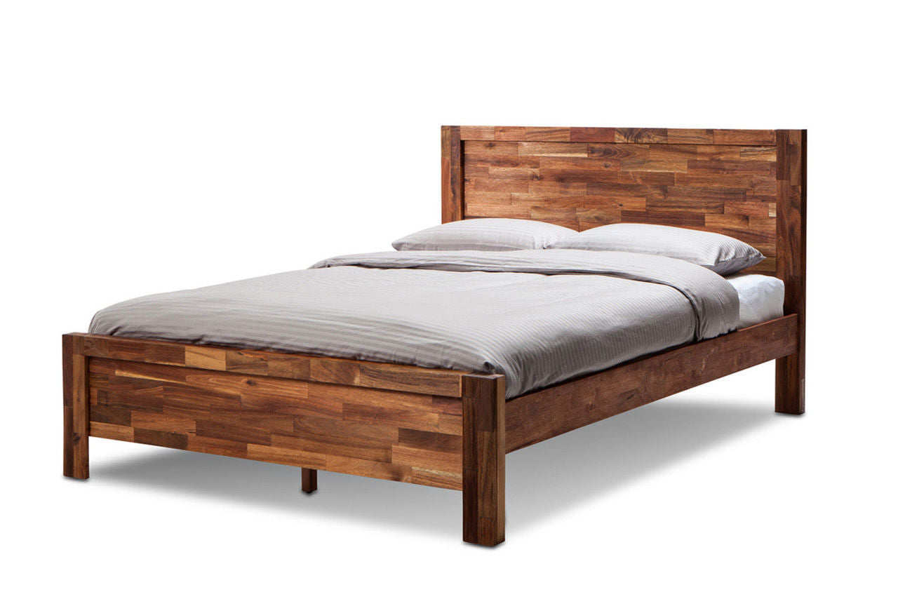 PHILLIPE DOUBLE OR QUEEN 3 PIECE BEDSIDE BEDROOM SUITE - ACACIA  - JAVA RUSTIC