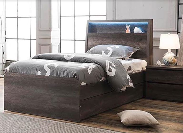 KESWICK KING SINGLE OR SINGLE 4 PIECE BEDROOM SUITE (WITH MATCHING TRUNDLE) WITH TALLBOY (16-8-15-20-15-14) - CHARCOAL OAK