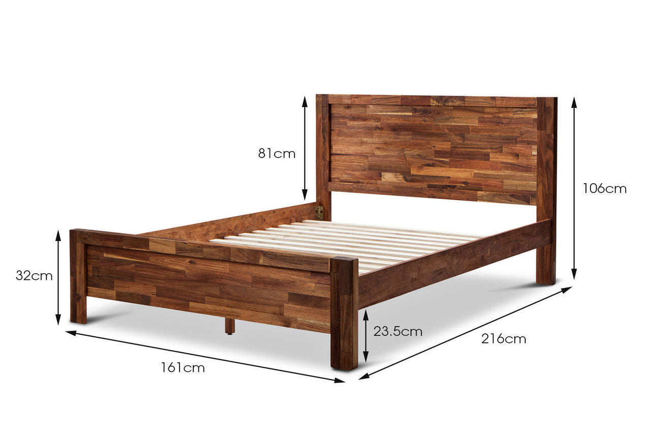 PHILLIPE DOUBLE OR QUEEN 3 PIECE BEDSIDE BEDROOM SUITE - ACACIA  - JAVA RUSTIC