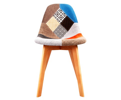 WENDIX SET OF 2 REPLICA OF EAMES DINING CHAIRS WITH 4 LEGS (MODEL: BA-BB-DSW-56FBX2) - MULTICOLOR FABRIC / BEECH