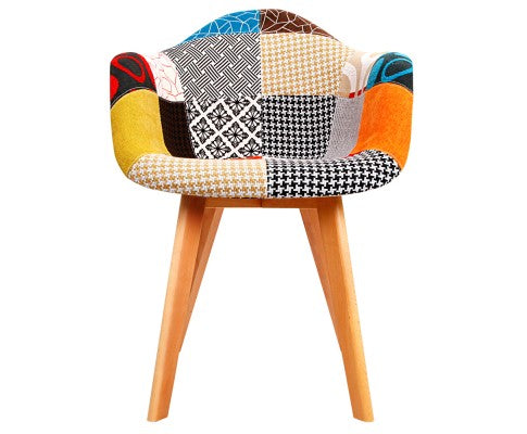 JAVIER SET OF 2 REPLICA OF EAMES DAW ARMCHAIRS - MULTICOLOR FABRIC / BEECH