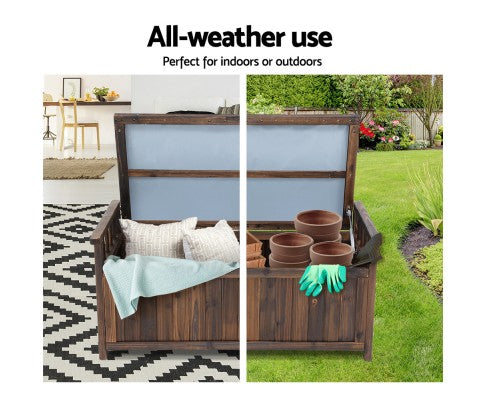 MANDERSON SOLID PINE OUTDOOR / INDOOR STORAGE BENCH / BOX - CHARCOAL OR NATURAL