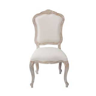 BICHIR (SET OF 2) DINING CHAIR -  FABRIC BEIGE / WHITE WASHED