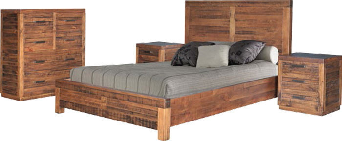 AUCKLAND QUEEN 4 PIECE TALLBOY BEDROOM SUITE (3391) - SMOKEY GUM