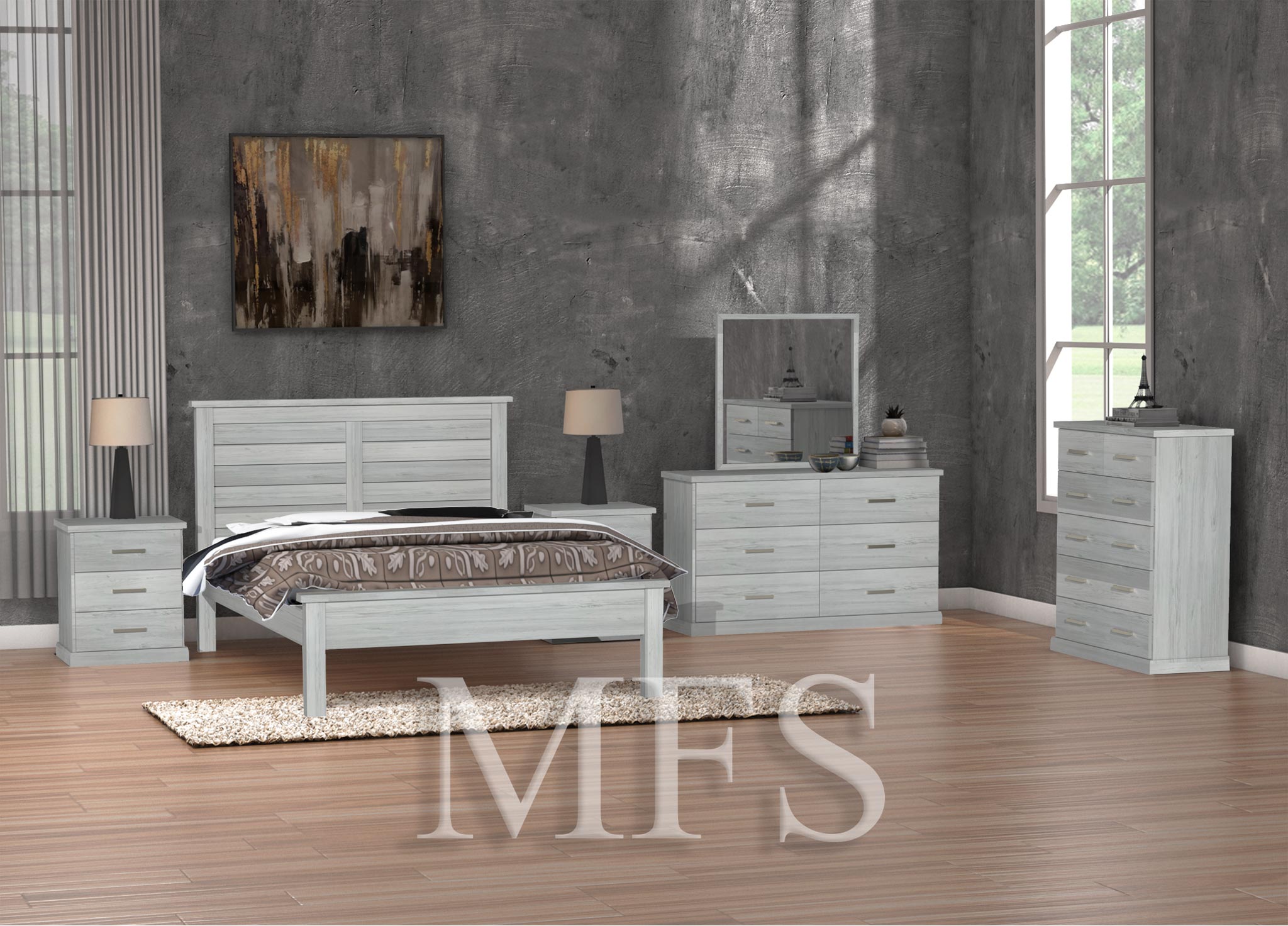 DOUBLE OR QUEEN BAYSIDE (AUSSIE MADE) 4 PIECE (TALLBOY) BEDROOM SUITE - ASSORTED PAINTED COLOURS