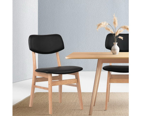 GAVIN PVC DINING CHAIR (SET OF 2) - BLACK