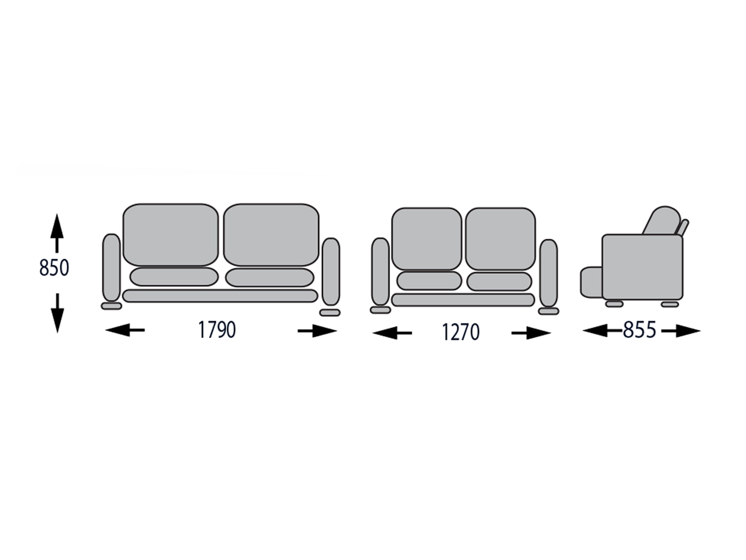 VASTIA 3 SEATER + 2 SEATER FABRIC SOFA SETTING - BLACK