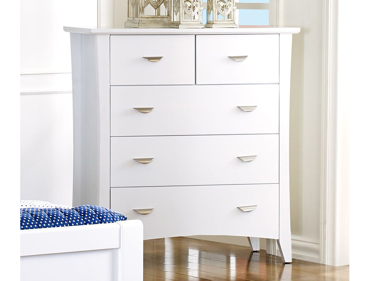 LISERLI (5205) SINGLE OR KING SINGLE 5 PIECE BEDROOM SUITE - WHITE