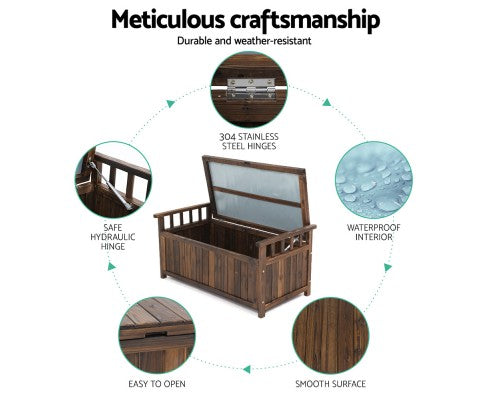 MANDERSON SOLID PINE OUTDOOR / INDOOR STORAGE BENCH / BOX - CHARCOAL OR NATURAL