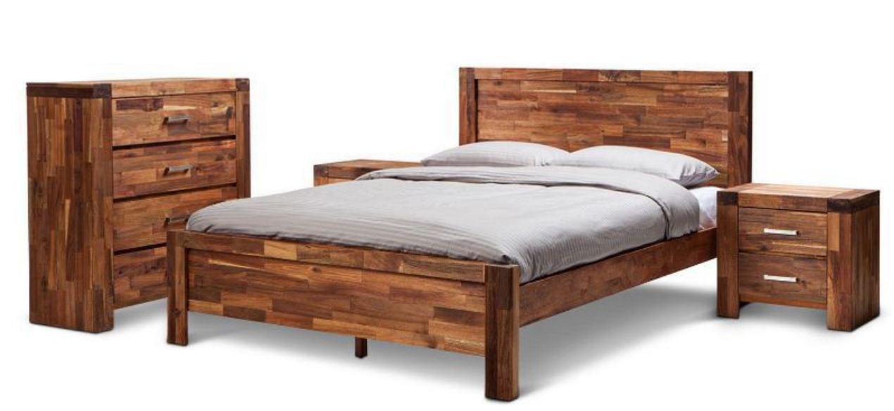 PHILLIPE DOUBLE OR QUEEN 4 PIECE (TALLBOY) BEDROOM SUITE - ACACIA  - JAVA RUSTIC