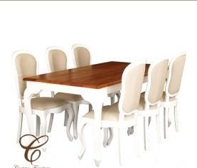 QUEEN ANN 9 PIECE DINING SETTING (DT200-100 QA+8CHAIRS) - 2000(W) x 1000(D) - (NOT AS PICTURED) - ALL WHITE , TWO TONED (PICTURED) OR MAHOGANY