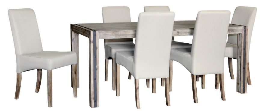 SWAN  7 PIECE  HARDWOOD DINING  SETTING 1800(L) X 900(W) -BRUSHED GUM