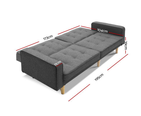 FOREST FABRIC  3  SEATER SOFA BED RECLINER LOUNGE- DARK GREY
