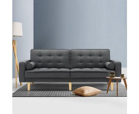 FOREST FABRIC  3  SEATER SOFA BED RECLINER LOUNGE- DARK GREY