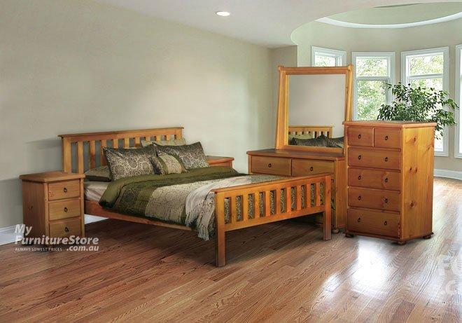 DOUBLE OR QUEEN CRONULLA / FEDERATION (AUSSIE MADE) MATCHING FOOT 4 PIECE (TALLBOY) BEDROOM SUITE WITH BOB CASE GOODS - ASSORTED COLOURS