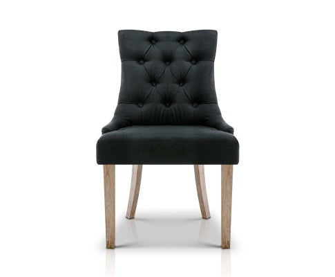 CAYES FRENCH PROVINCIAL FABRIC DINING CHAIR - BLACK