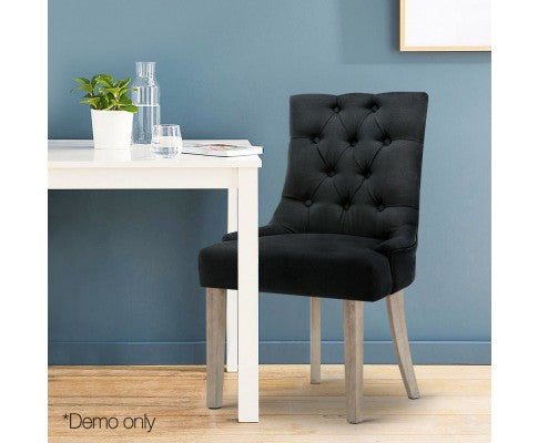 CAYES FRENCH PROVINCIAL FABRIC DINING CHAIR - BLACK