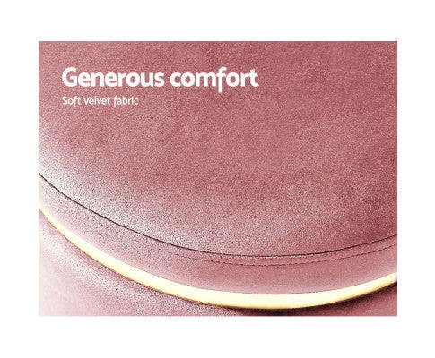LINDEN VELVET FABRIC OTTOMAN FOOTSTOOL - PINK