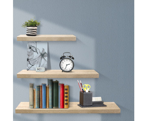 DOMINIQUE 3 PIECE FLOATING  WALL SHELVES - OAK