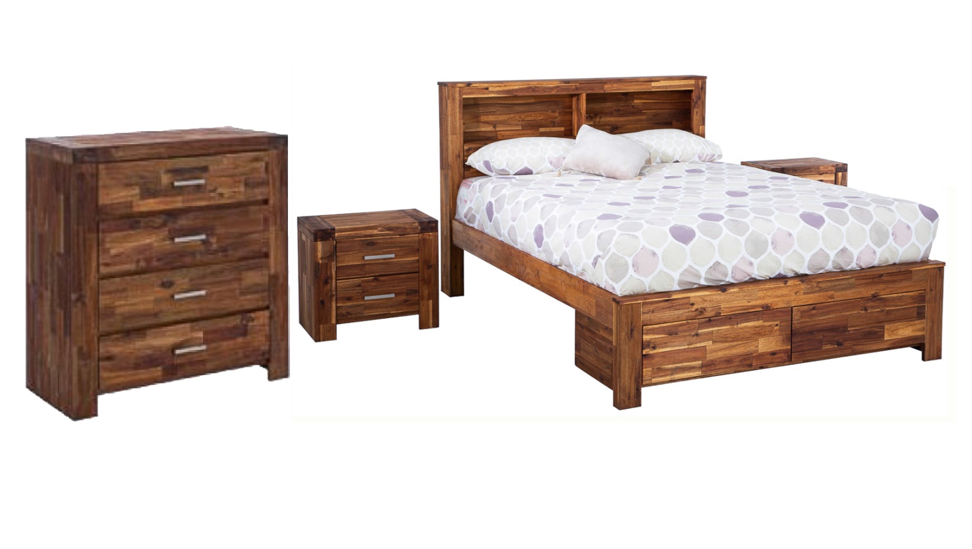  ADRIAN QUEEN 4 PIECE (TALLBOY) BEDROOM SUITE WITH PHILLIPE CASEGOODS - (MODEL:BR580Q) - JAVA RUSTIC