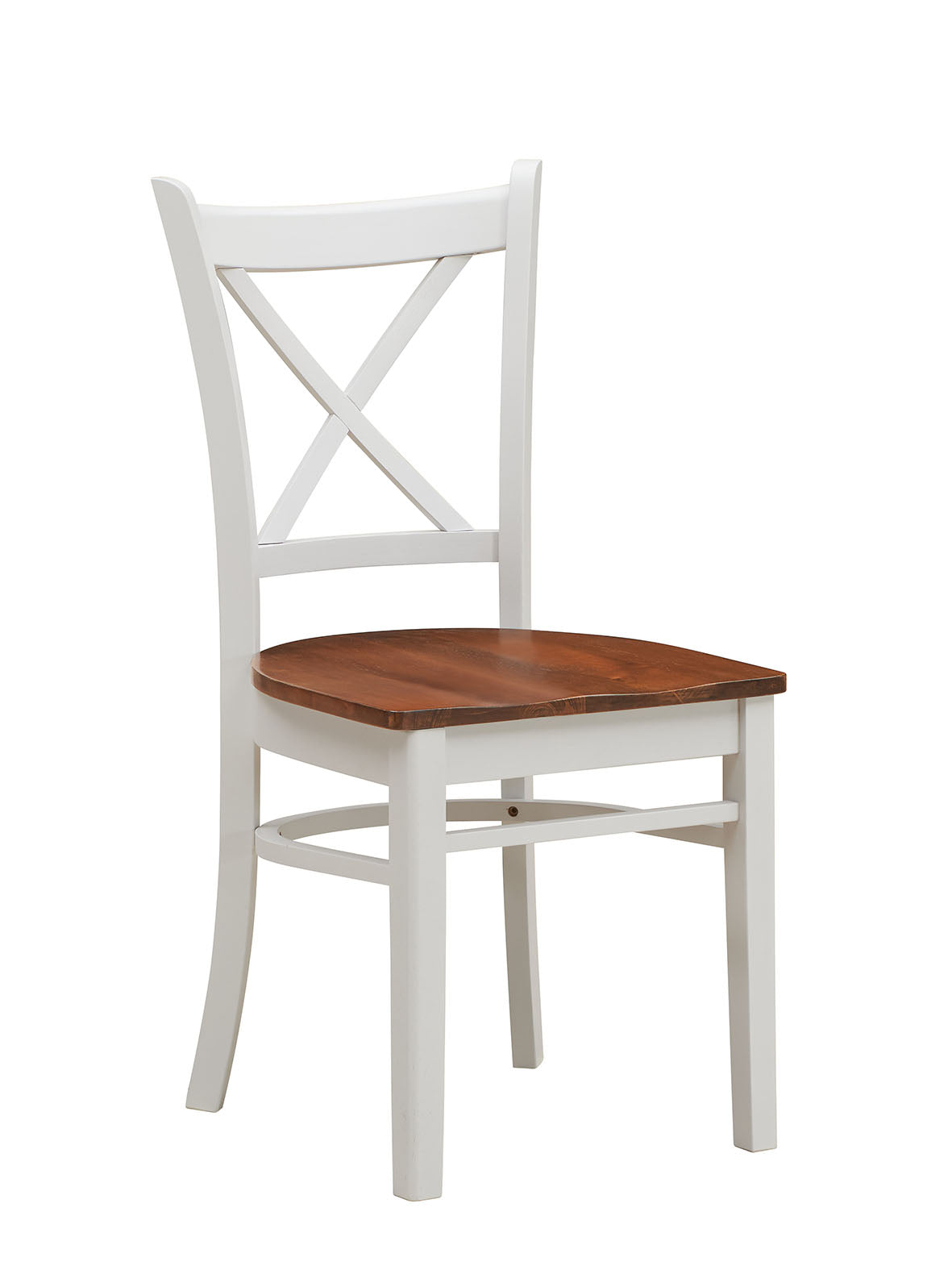 HOBART CROSSBACK DINING CHAIR WITH TIMBER SEAT - BURNISH OAK / WHITE