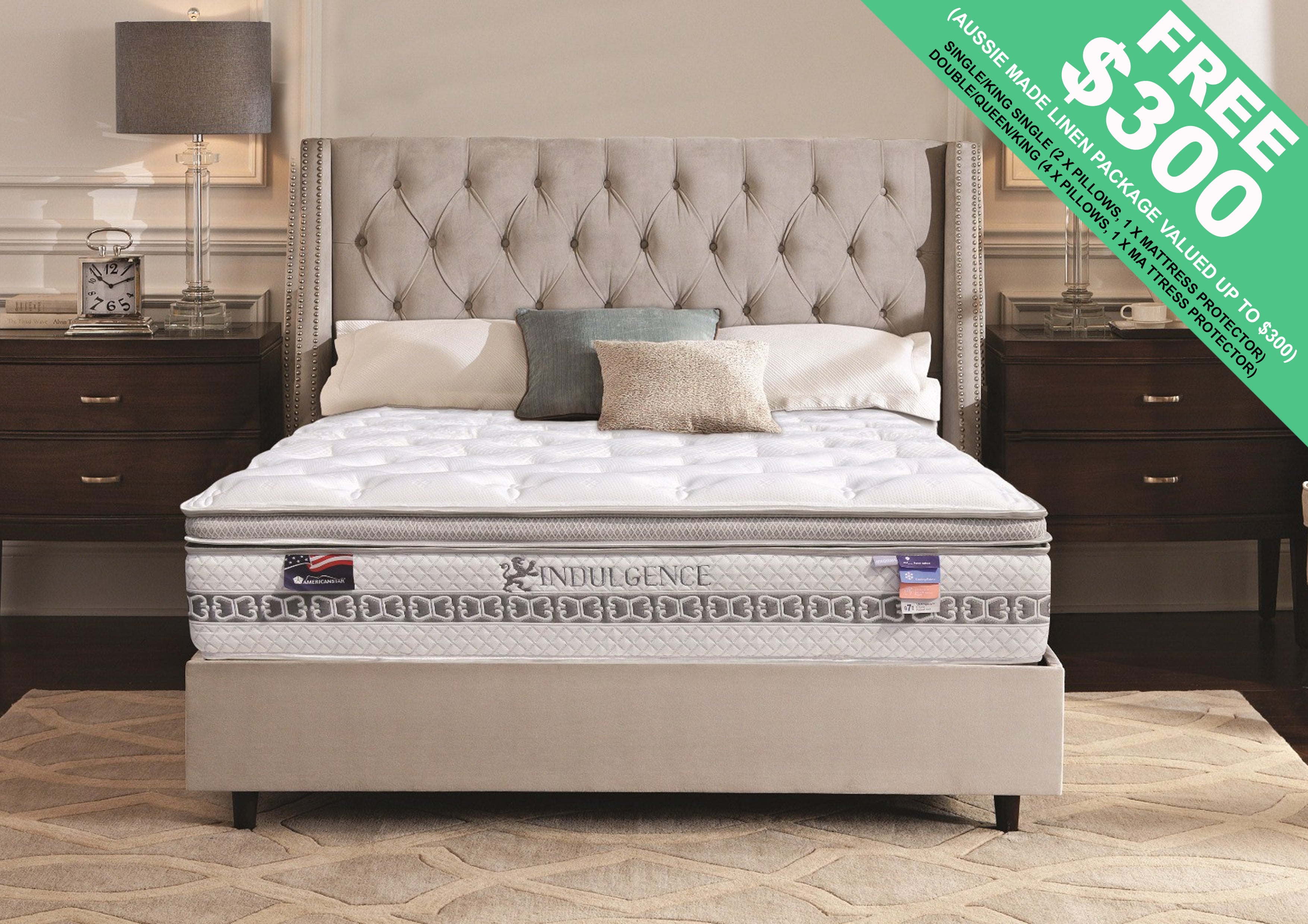 DOUBLE POSTURE INDULGENCE EURO TOP MATTRESS WITH AERO GEL MEMOMRY FOAM - MEDIUM
