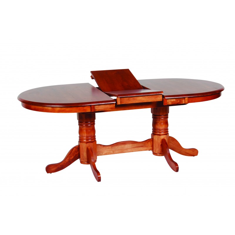 LOTUS 7 PIECE EXTENSION DINING SETTING (LOT PD 15 19 7PA) WITH SINGLE PEDESTAL BASE - ANITIQUE OAK / MOCHA SEAT PADS