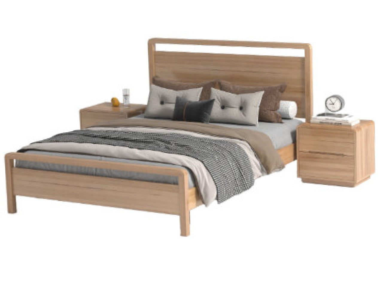JABLE QUEEN 4 PIECE (TALLBOY) BEDROOM SUITE PANEL BED - MESSMATE