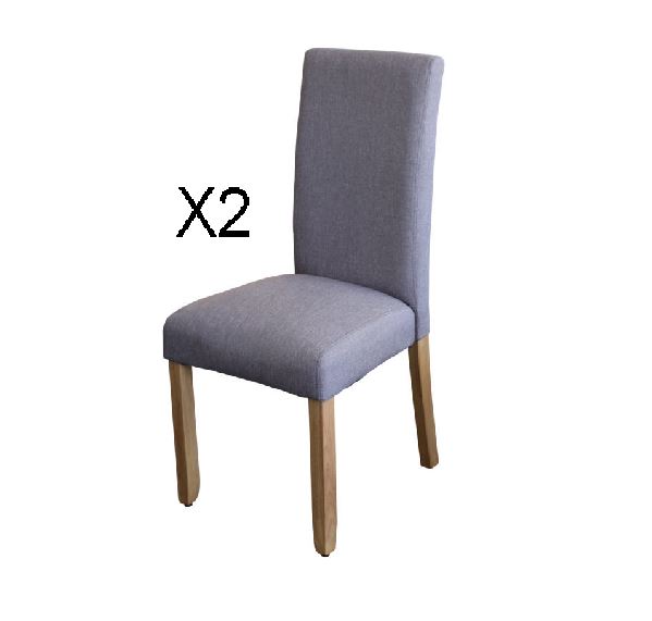 ASHTON SET OF 2 FABRIC UPHOLSTERED DINING CHAIR -  LIGHT  GREY