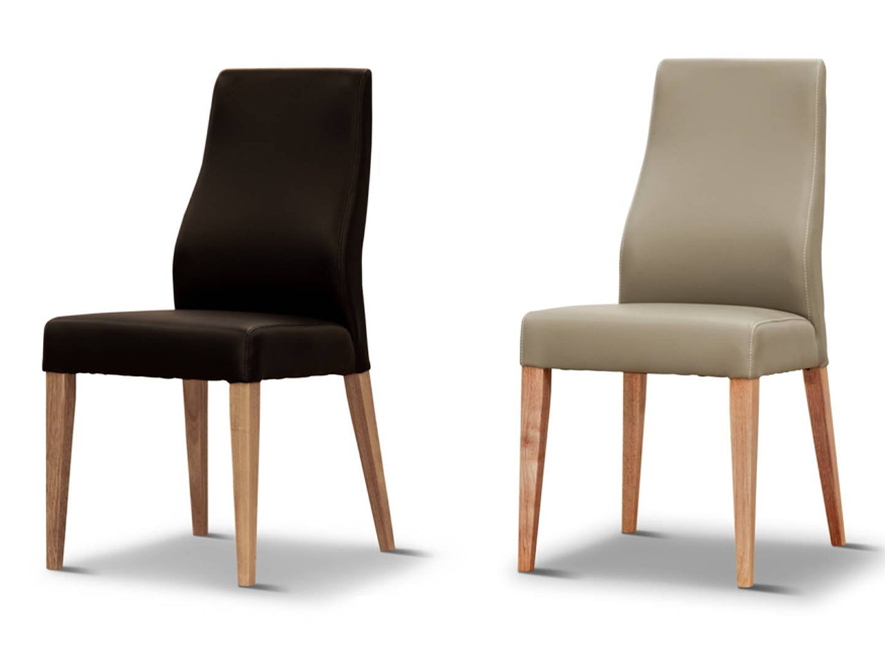 LARRY LEATHERETTE / HARDWOOD DINING CHAIR - BLACK SEATING / LEGS  OR MEDI SILVER