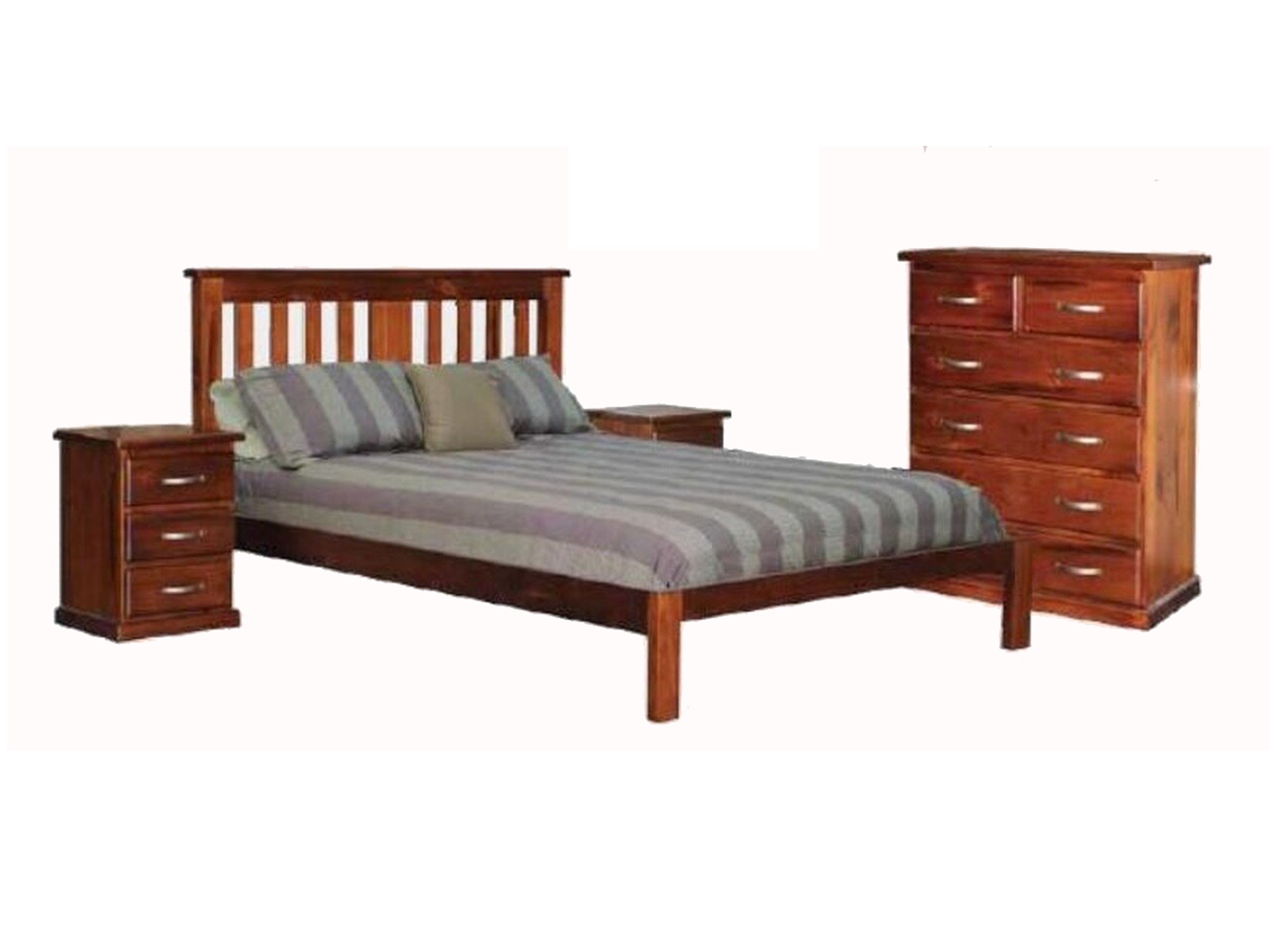  MOREWELL DOUBLE OR QUEEN 4 PIECE (TALLBOY) BEDROOM SUITE - ROUGH SAWN