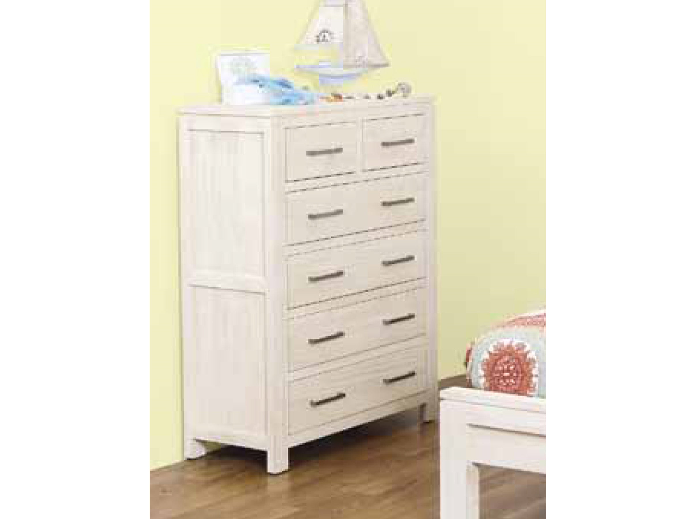KING SINGLE MARION 5 PIECE (DRESSER) BEDROOM SUITE - WHITEWASH