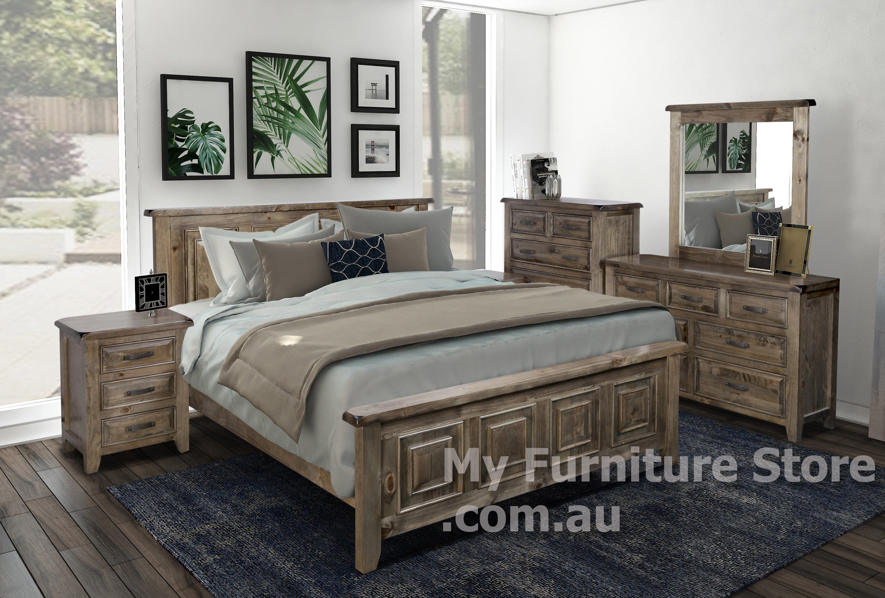SYDNEYSIDE DOUBLE OR QUEEN 4 PIECE (TALLBOY) BEDROOM SUITE - GREY WASH (#501)