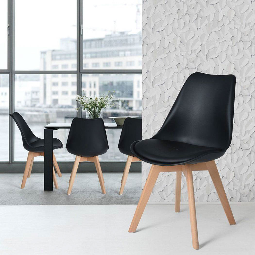 PAD LEATHERETTE DINING CHAIR - BLACK 