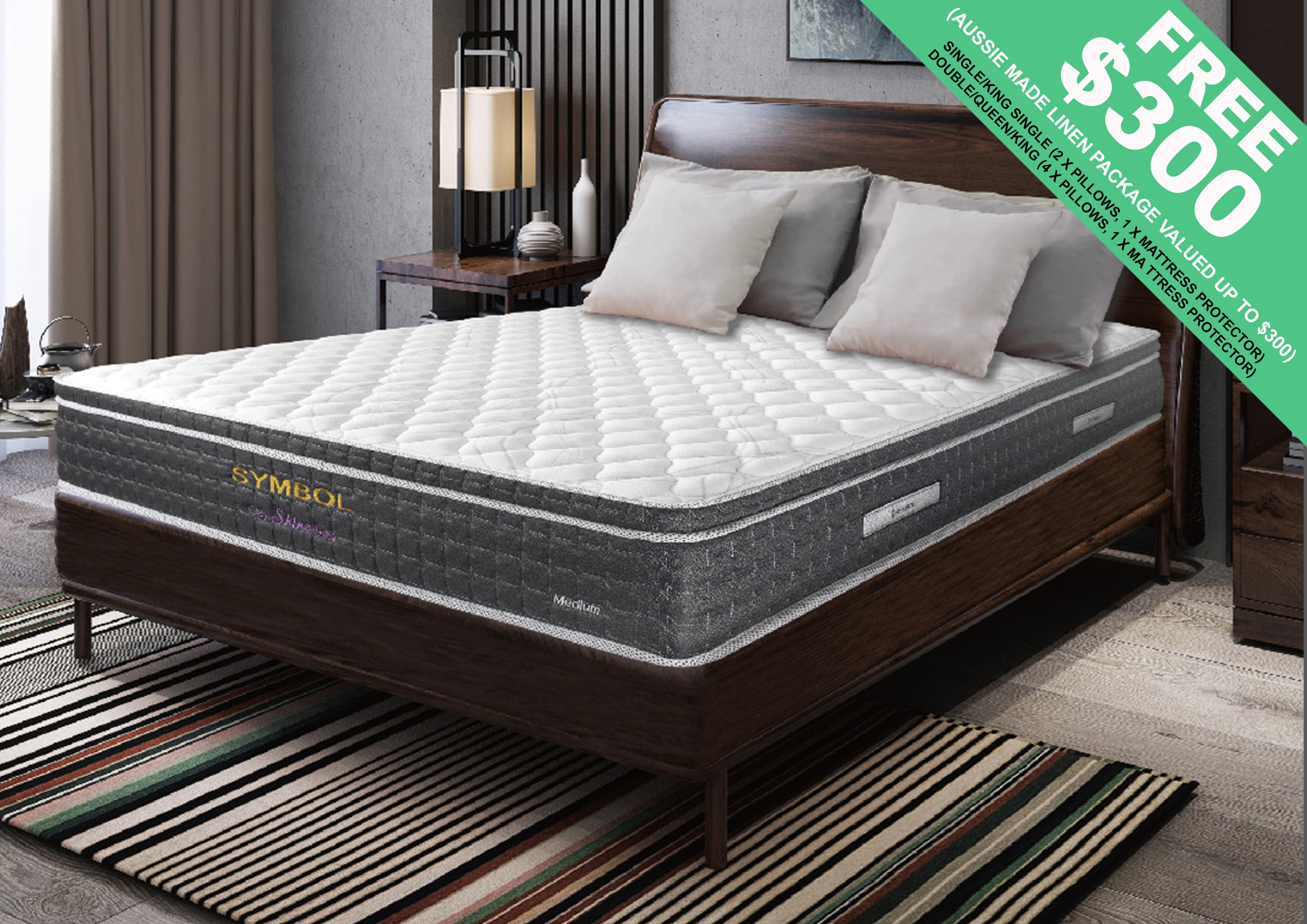 DOUBLE SHINE EURO TOP POCKET SPRING  MATTRESS - MEDIUM