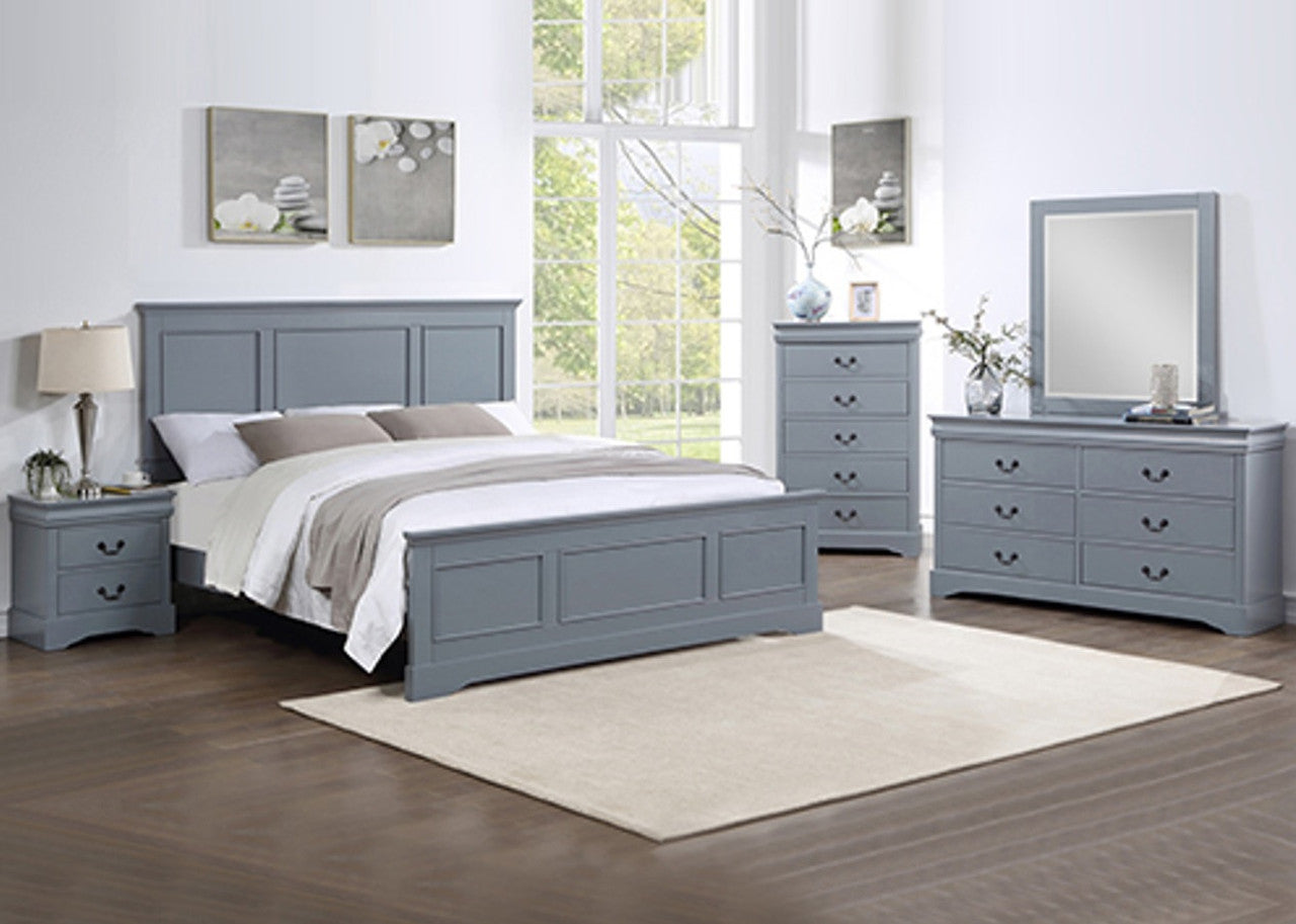 QUEEN SPINNAKER 4 PIECE (TALLBOY) BEDROOM SUITE - GREY