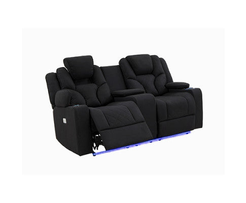 NAZNEEN 2 SEATER FABRIC RECLINER ARM CHAIR - BLACK