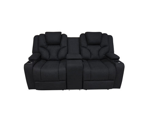 NAZNEEN 2 SEATER FABRIC RECLINER ARM CHAIR - BLACK