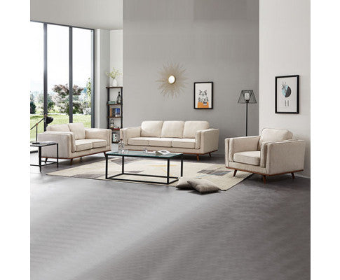 NAILAH 3 + 2 +1 SEATER FABRIC  SOFA  LOUNGE SET - BEIGE