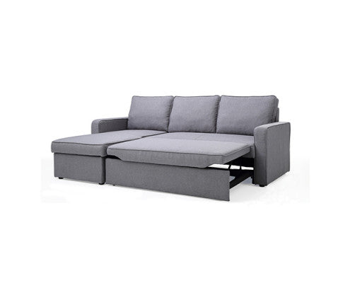 YEMINA FAVRIC CORNER SOFA BED  WITH PULL OUT STORAGE - GREY