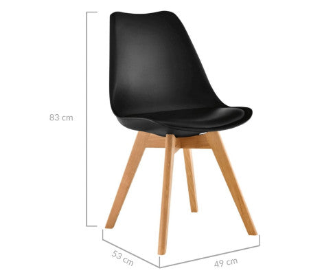 CASSIUS (SET OF 2) PU PADDED DINING CHAIR - BLACK