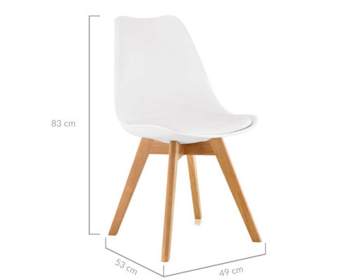 CASSIUS (SET OF 2) PU PADDED DINING CHAIR - WHITE