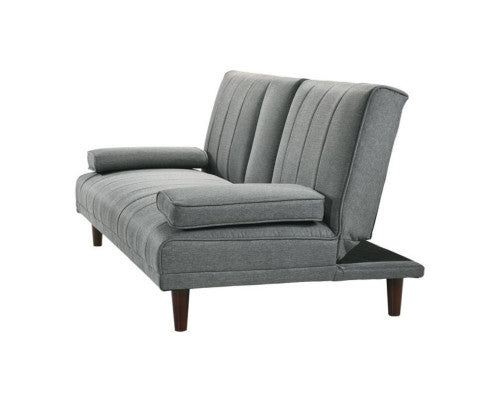 HUXLEY 3 SEATER FABRIC FOLDABLE SOFA BED WITH CUPHOLDER -  LIGHT GREY