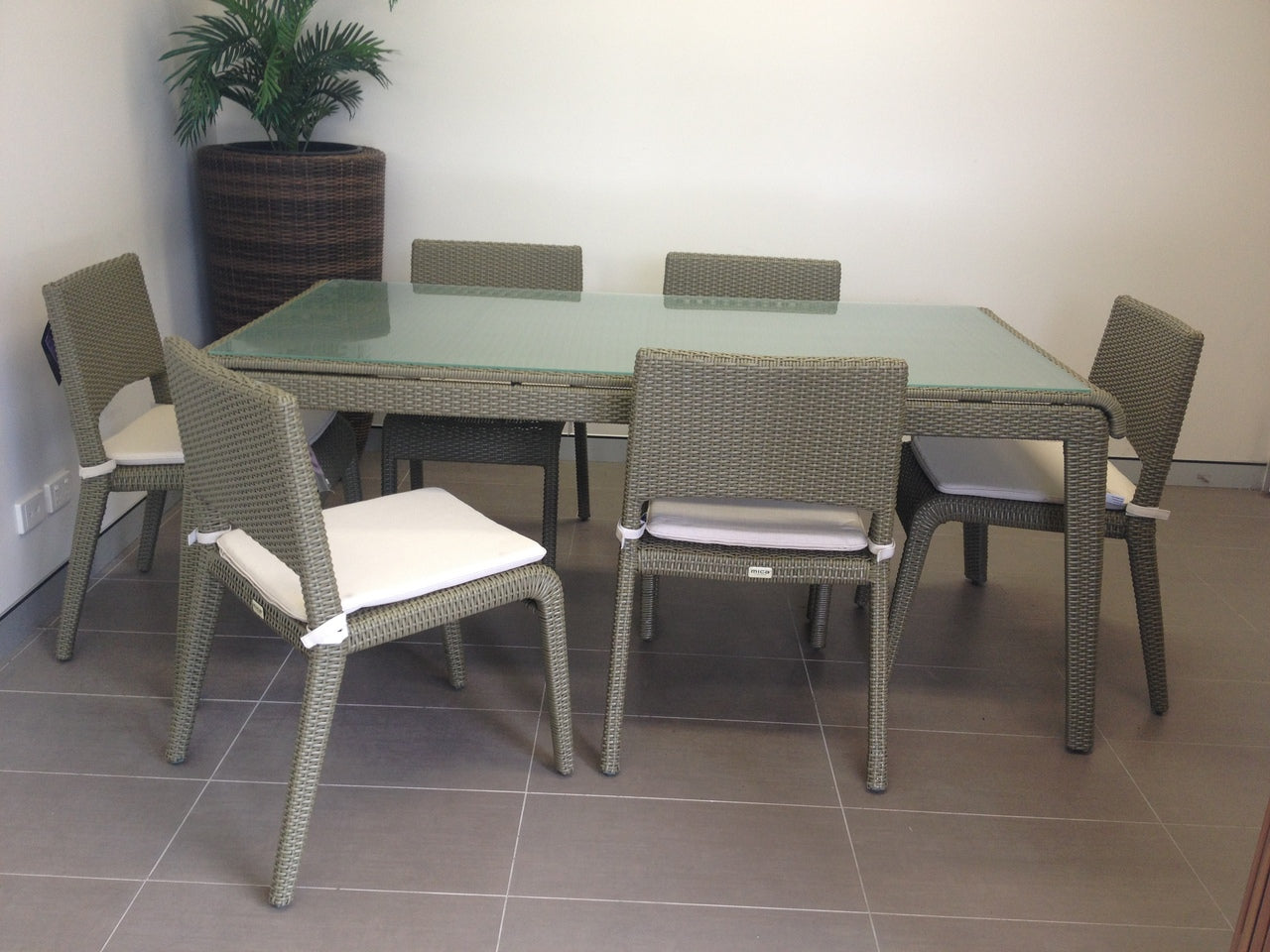 7 PIECE WHITNEY RECTANGULAR DINING SETTING (1 x WHITNEY RECTANGULAR TABLE [WTK-628/18/S]; 6 X WHITNEY DINING CHAIRS [WCK628/A/6]) - GREEN - 1800(L) x 900(W)