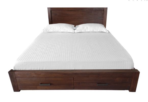 COLOMBO QUEEN 4 PIECE (TALLBOY) BEDROOM SUITE WITH 2 UNDER BED STORAGE DRAWERS - WALNUT