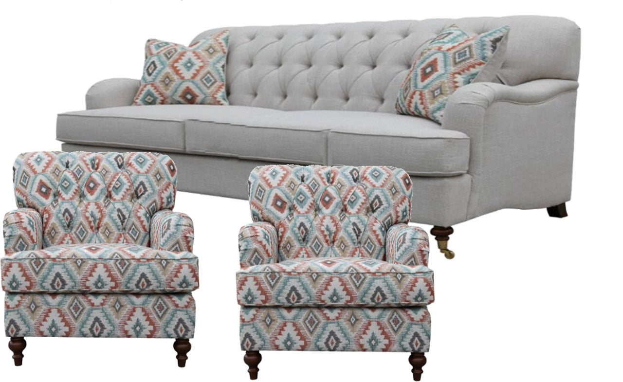 PARIS 3S + 1 +1  FABRIC LOUNGE SUITE - (MODEL -  6-12-15-18-9-4-1) AS PICTURED