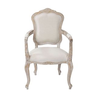BICHIR (SET OF 2) ARM CHAIR -  FABRIC BEIGE / WHITE WASHED