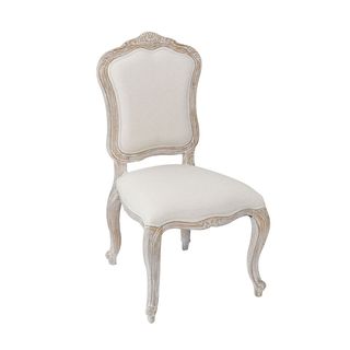 BICHIR (SET OF 2) DINING CHAIR -  FABRIC BEIGE / WHITE WASHED
