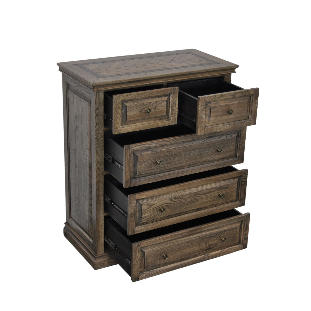   MOSAIC QUEEN 4 PIECE (TALLBOY ) OAK TIMBER  BEDROOM SUITE - ASH OAK